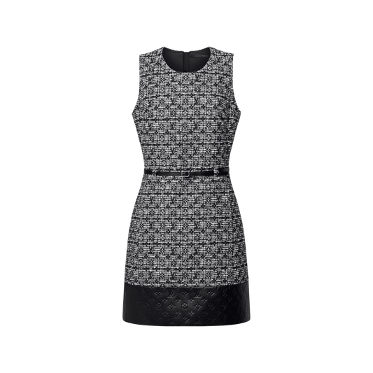 Women's Leather Accent Tweed Dress