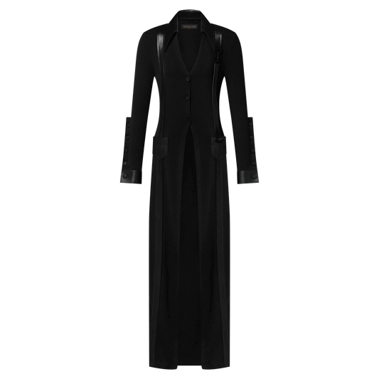 Women's Leather Accent Longline Cardigan