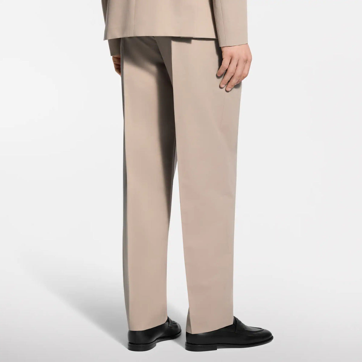 Men's Light Pleated Wool Cotton Twill Pants