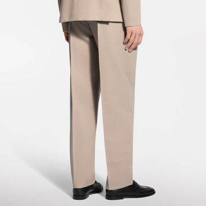 Men's Light Pleated Wool Cotton Twill Pants