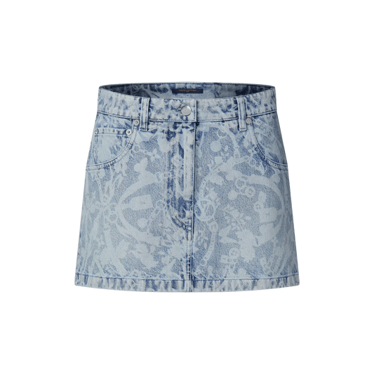 Women's Bloom Laser Print Denim Mini Skirt