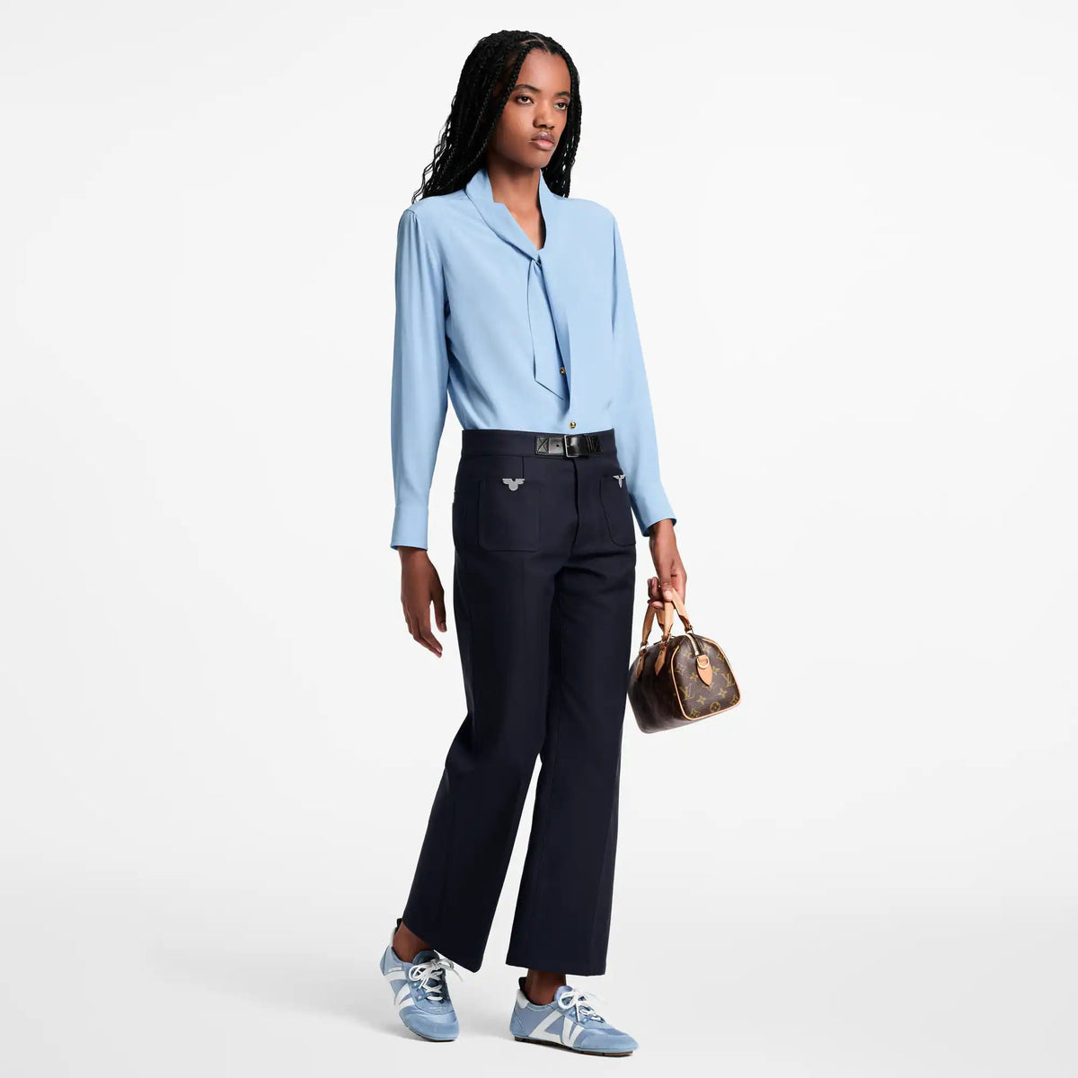 Women's LV Sneakerina Azure Blue Technical Satin Sneaker 1AJJW3