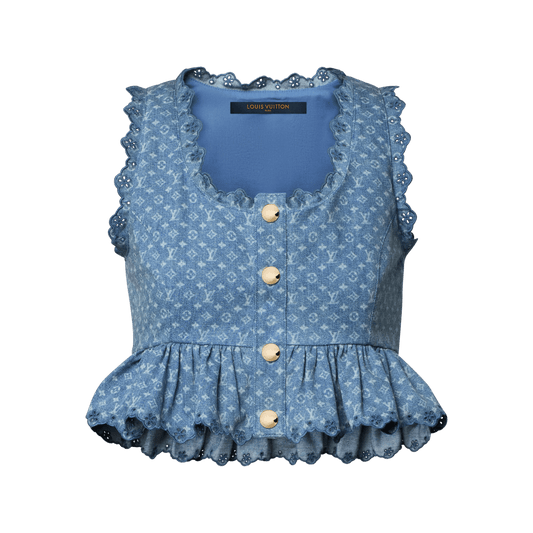 Women's Monogram Denim Peplum Crop Top