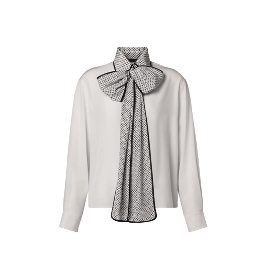 Women's Monogram Collar Silk Blouse