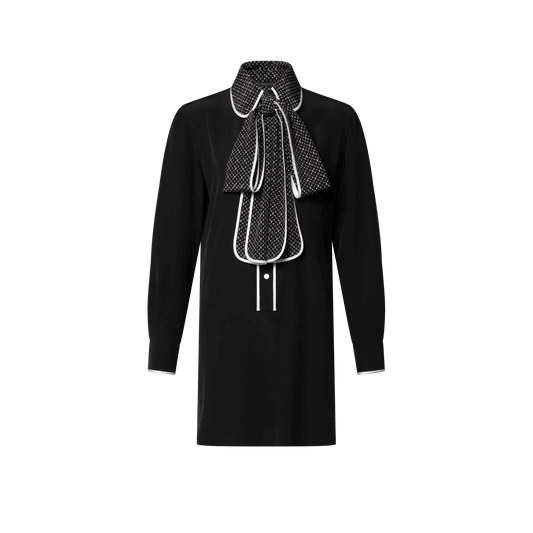 Women's Monogram Collar Silk Dress
