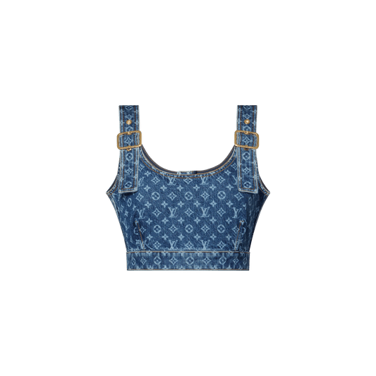 Women's Monogram Denim Buckle Strap Crop Top