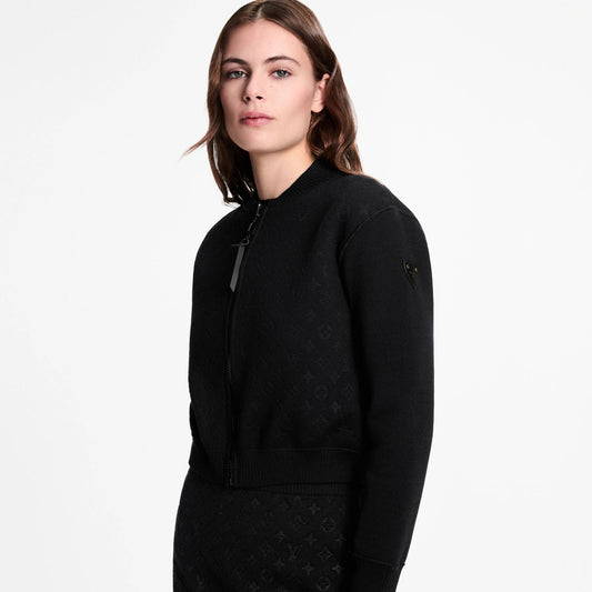 Women's Monogram Accent Zip-Up Knit Jacket