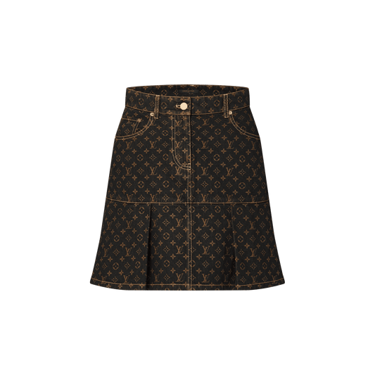 Women's Monogram Denim Pleat Skirt