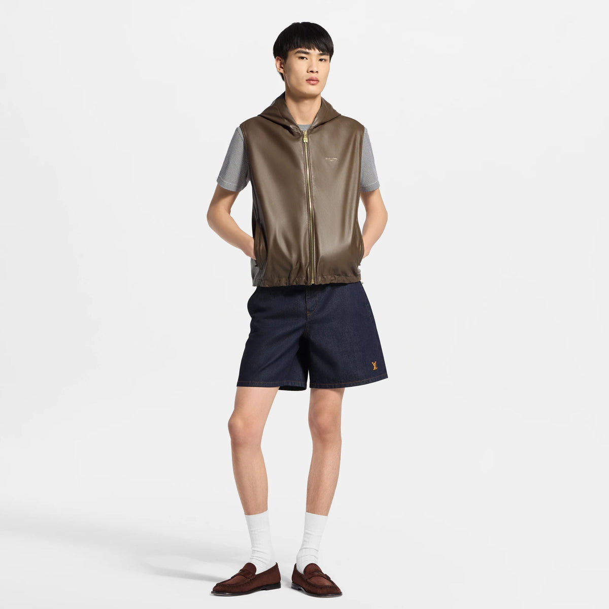 Men's Monogram Check Reversible Leather Gilet