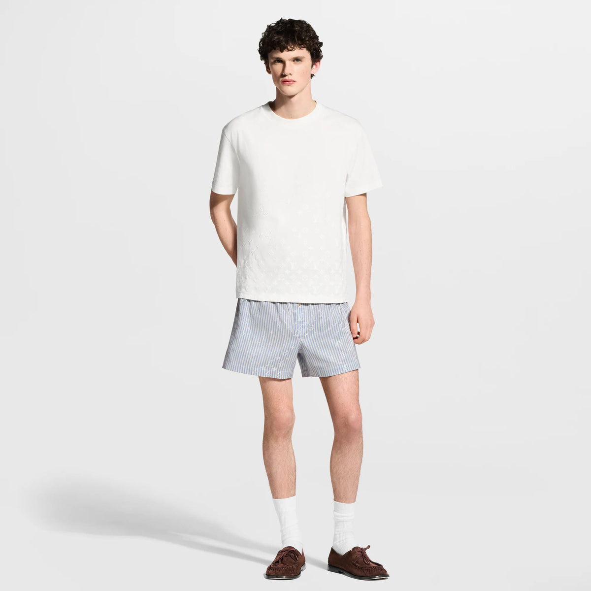 Men's Monogram Striped Silk Boxer Shorts