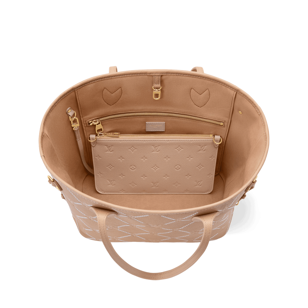 Neverfull MM Monogram Empreinte Couture Leather Tote Hazelnut Gold-Toned Hardware
