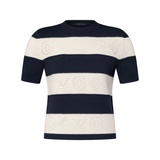 Women's Openwork Striped Knit Top