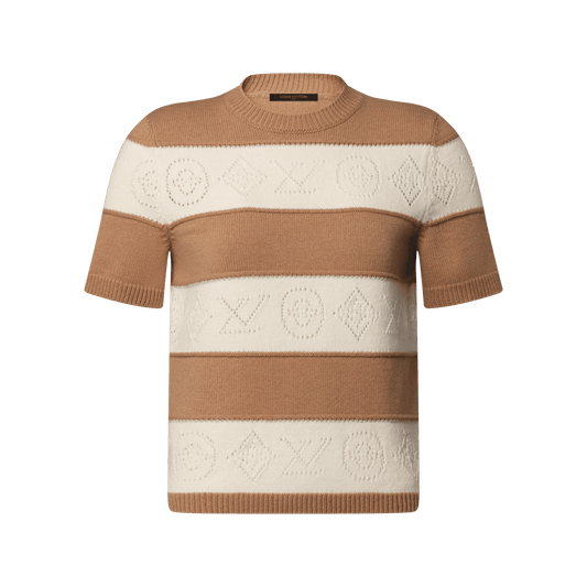 Women's Openwork Striped Knit Top