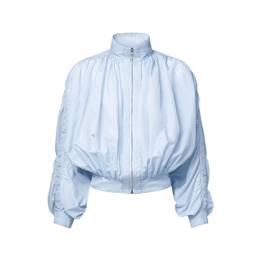 Women's Ruched Sleeve Silk Blend Bomber Jacket