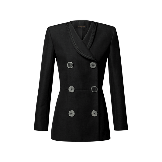 Women's Rustic Button Double-Breasted Blazer