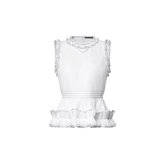 Women's Ruffle Trim Cotton Poplin Top