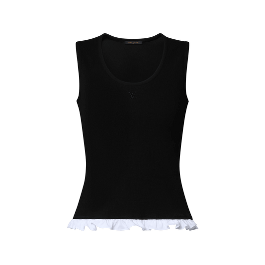Women's Ruffle Hem Cotton Ribbed Tank Top