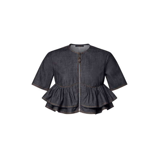 Women's Ruffle Hem Denim Top