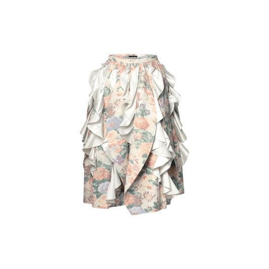Women's Ruffle Insert Floral Canvas Skirt