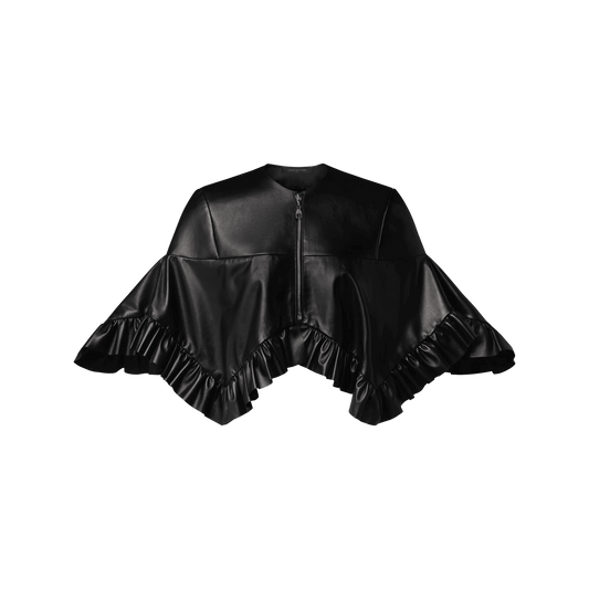 Women's Ruffle Hem Leather Cape