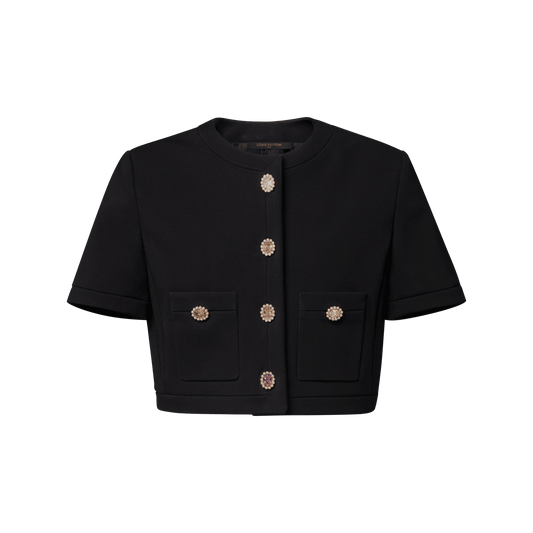 Women's Short-Sleeved Jewel Button Jacket
