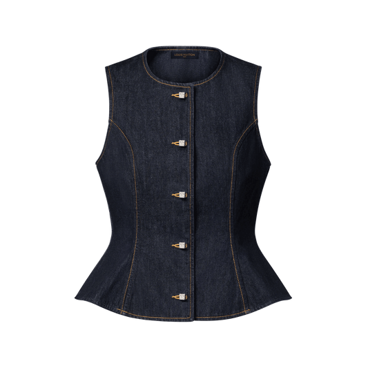 Women's Signature Button Indigo Denim Top