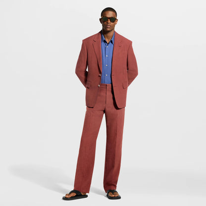 Men's Single-Breasted Linen Jacket