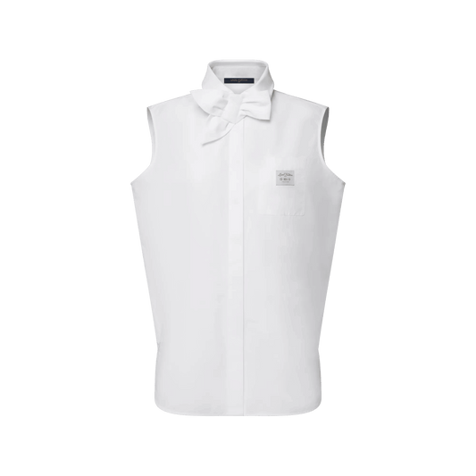 Women's Sleeveless Bowtie Cotton Poplin Shirt