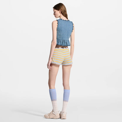 Women's Striped Cotton Jersey Mini Shorts