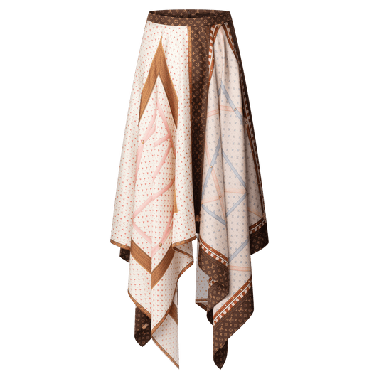 Women's Trunk Print Handkerchief Hem Skirt