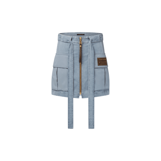 Women's Utility Pocket Washed Denim Skirt