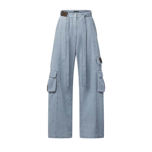 Women's Utility Pocket Washed Denim Jeans