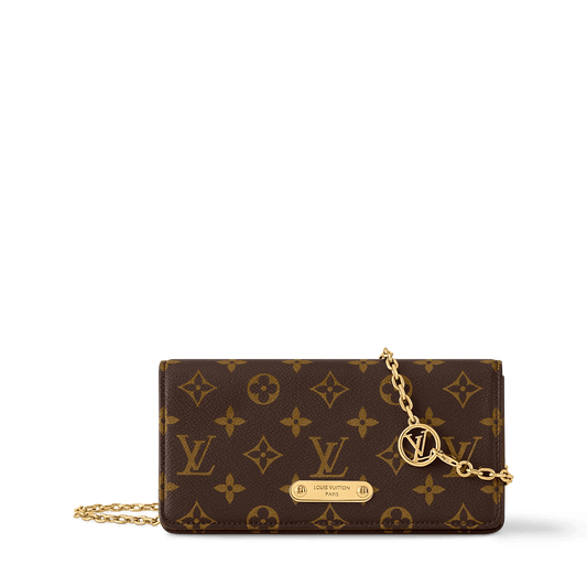 Wallet On Chain Lily Monogram Coated Canvas Gold-Color Hardware