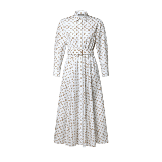 Women's Woven Monogram Print Shirt Dress