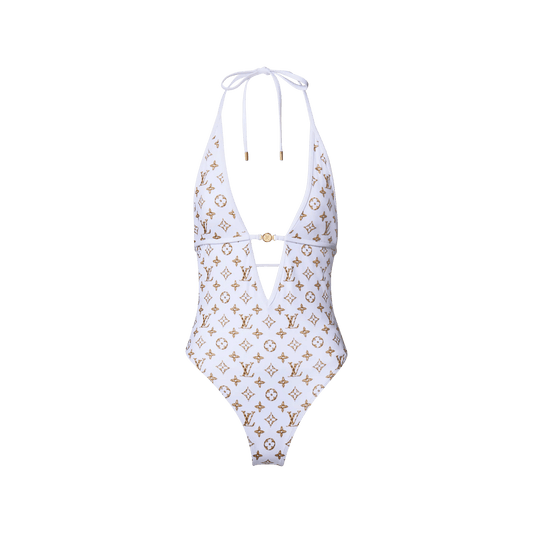 Women's Woven Monogram Print Swimsuit
