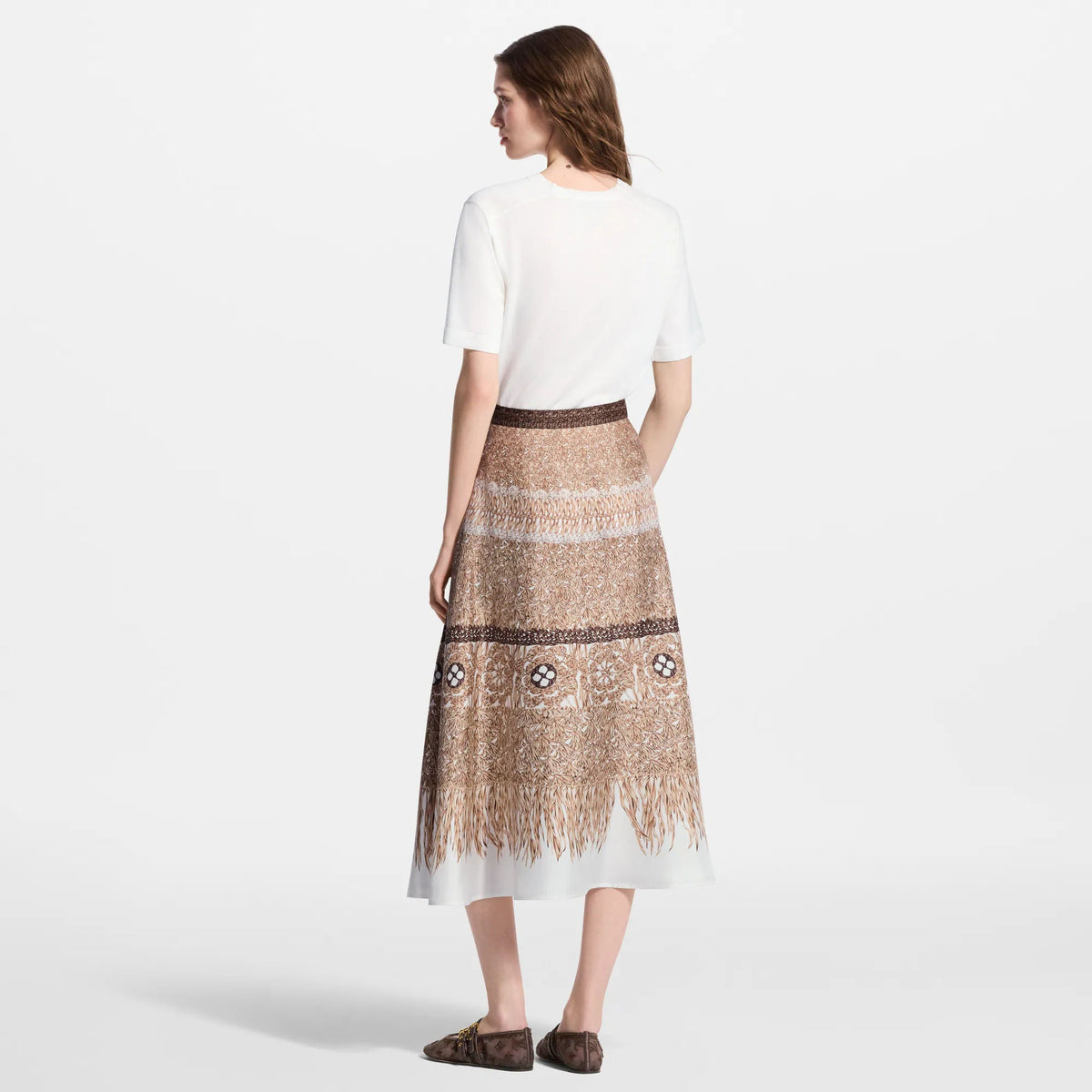 Women's Woven Print Front Knit Top
