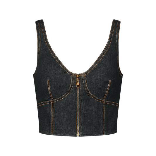 Women's Topstitched Denim Crop Top