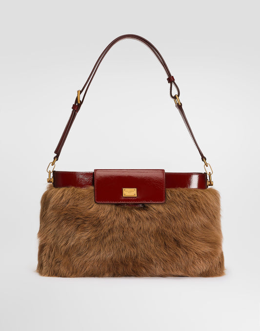 Vittoria Shoulder Bag Fur and Calfskin Multicolor Vintage Brass-Toned Hardware