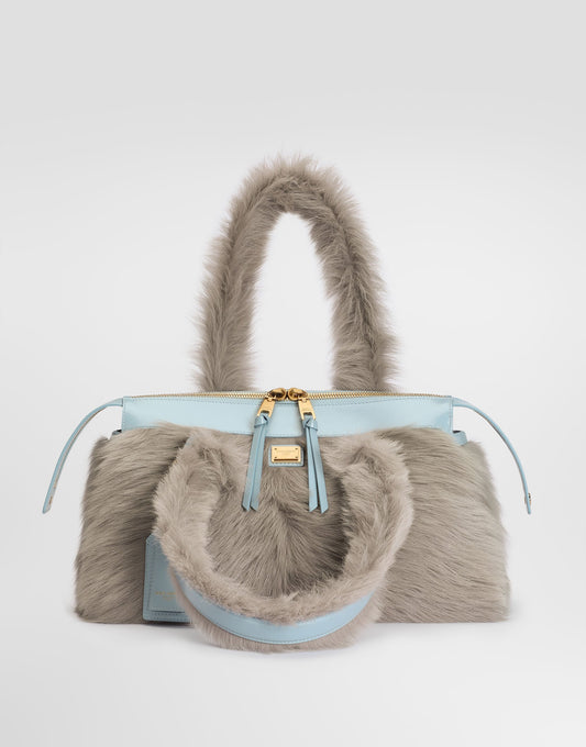 Vittoria Shoulder Bag Shearling Calfskin Multicolor Vintage Brass Hardware