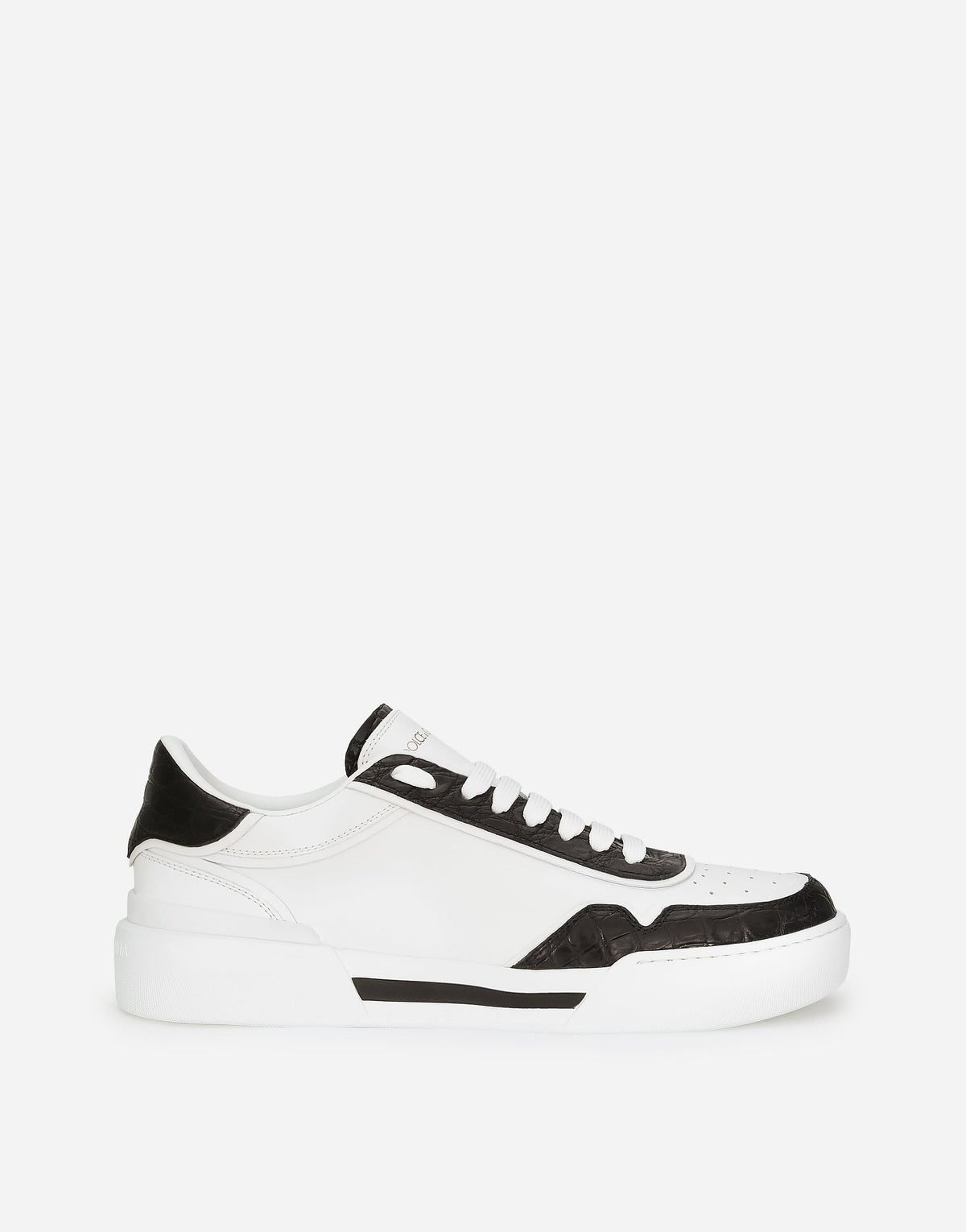 New Roma Men's Calfskin Sneakers With Crocodile Details Multicolor