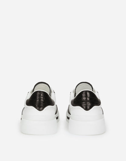 New Roma Men's Calfskin Sneakers With Crocodile Details Multicolor