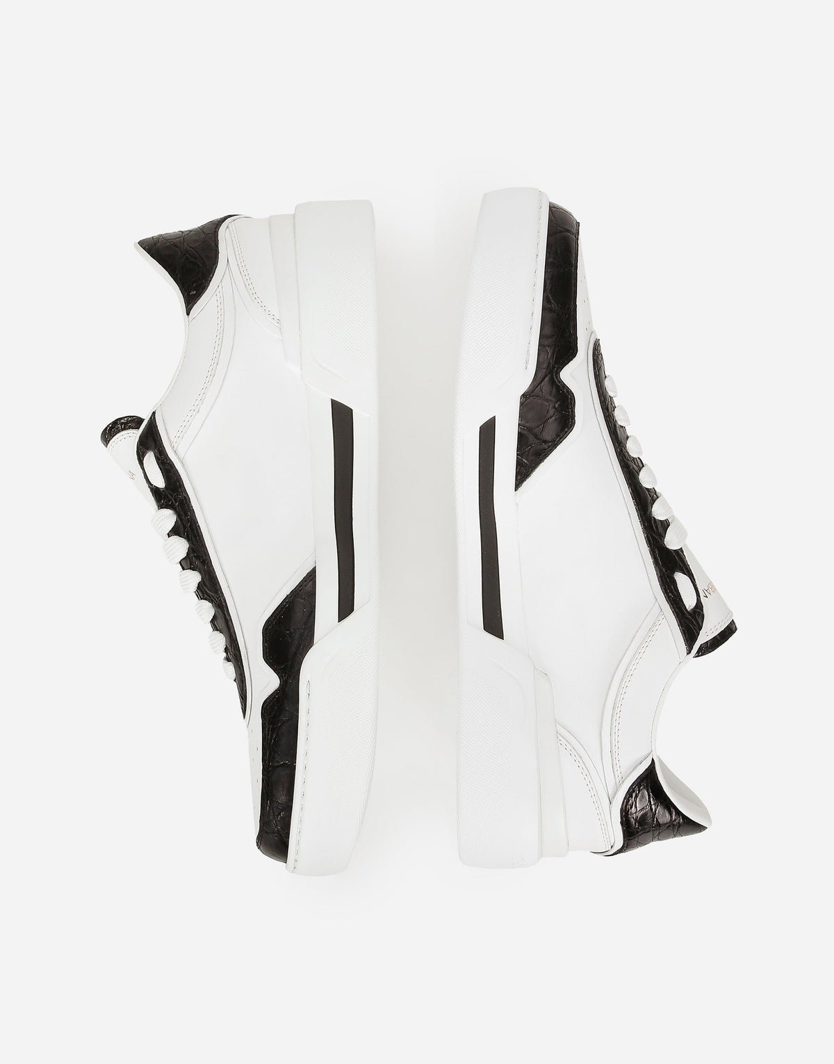 New Roma Men's Calfskin Sneakers With Crocodile Details Multicolor