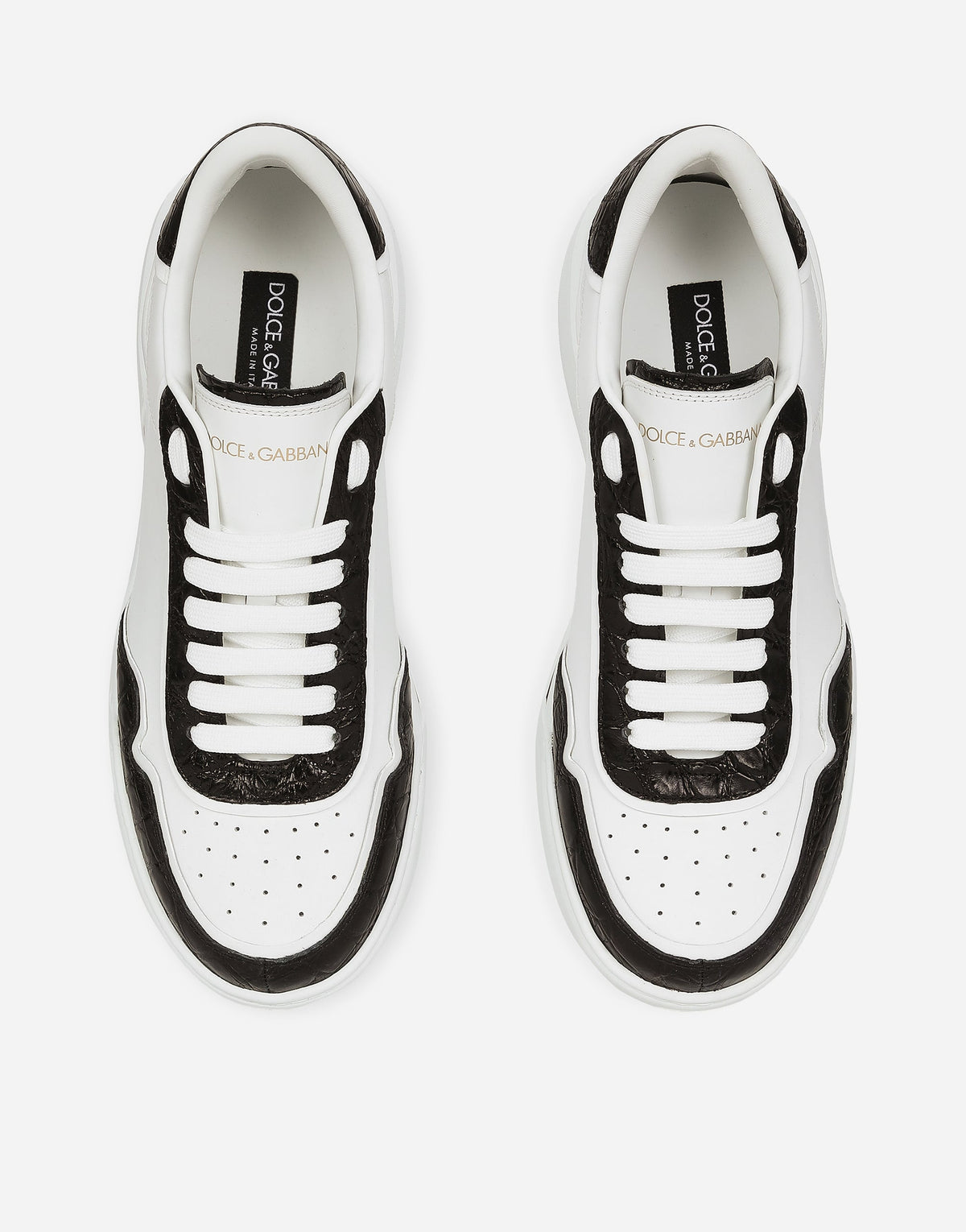 New Roma Men's Calfskin Sneakers With Crocodile Details Multicolor