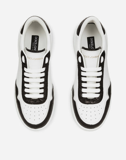 New Roma Men's Calfskin Sneakers With Crocodile Details Multicolor