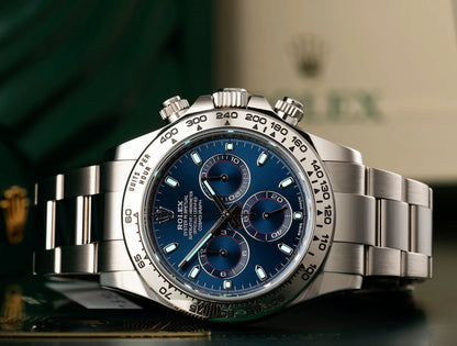 COSMOGRAPH DAYTONA WHITE GOLD BLUE DIAL 116509