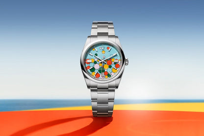 Oyster Perpetual 36, Oystersteel, 36mm, Turquoise Celebration Motif Dial, Ref# 126000-0009