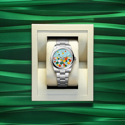 Oyster Perpetual 36, Oystersteel, 36mm, Turquoise Celebration Motif Dial, Ref# 126000-0009